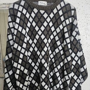 Protégé Black and White Argyle Sweater Vintage Size Medium